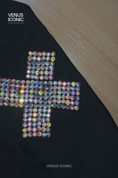 TOP CRISS CROSS WITH RHINESTONES