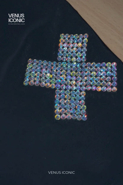TOP CRISS CROSS WITH RHINESTONES